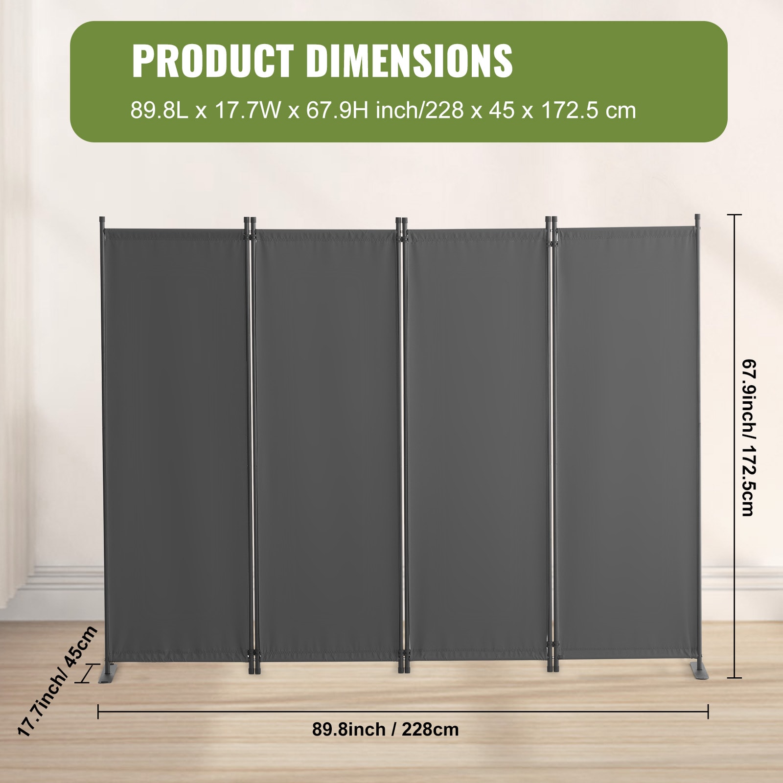 Fabric 4-panel Room Divider & Folding Privacy Screen For Home Office_voghion.com
